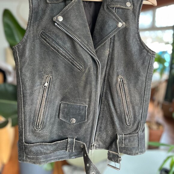 Vintage Genuine Leather Motorcycle Vest (70s-80s) - Picture 3 of 7